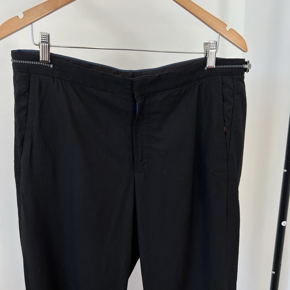 Kit & Ace Wool Silk Cashmere Stretch Cuffed Black Dress Pants Men's 36 - Picture 2 of 7